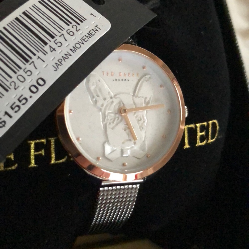 NWT Ted Baker French Bulldog Dog ladies SS watch